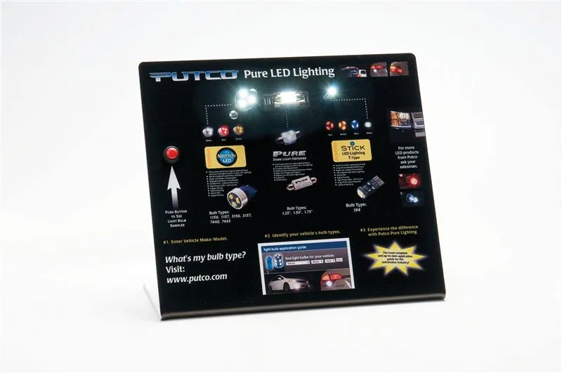 230400D – PUTCO Point Of Purchase Display, Pure Halogen Bulb Counter Display With Six Bulb Sample Colors/ Switch Boar...